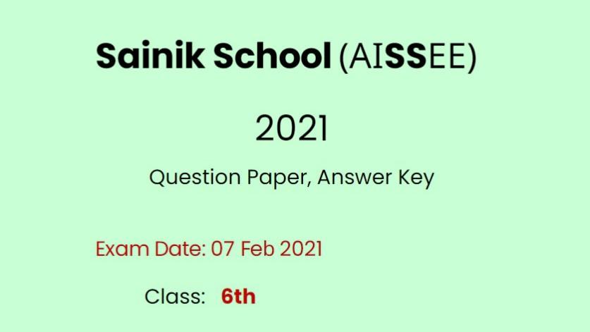 Class 6 Sainik School 2021 Answer Key